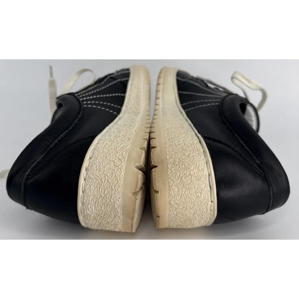 Mephisto Original Boat Shoe Women's 10.5 Black Leather Cream Lug Sole Portugal
